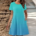 thumbnail image 1 of Fartey Women's Summer Gradient Mini Dress Casual Short Sleeve Crew Neck T-shirt Dress Fashion Loose Flowy Beach Vacation Sundress with Pockets Blue L, 1 of 5