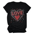 thumbnail image 1 of Fartey Women's Summer Tops Fashion Valentine's Day Love Printed T Shirts Loose Comfy Short Sleeve Blouses Soft Casual Crew Neck Tees Black S-3XL, 1 of 2