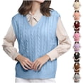 thumbnail image 1 of Fartey Women's Sweater Vests Cable Knit Casual V Neck Pullover Tops Loose Fit Sleeveless Sweater Dressy Casual Fall Winter Solid Color Knitwear Black L, 1 of 4