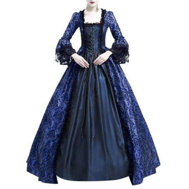 Fartey Women's Victorian Maxi Dress Medieval Lace Bell Sleeve Ball Gown Costumes 18th Century Gothic Masquerade Theme A-Line Dresses
