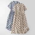 thumbnail image 1 of Fartey Women's Vintage Polka Dot Shirt Dress Casual Short Sleeve Lapel Midi Dresses Flowy Lace Up Belted Waist A-Line Dress with Pockets Beige L, 1 of 7