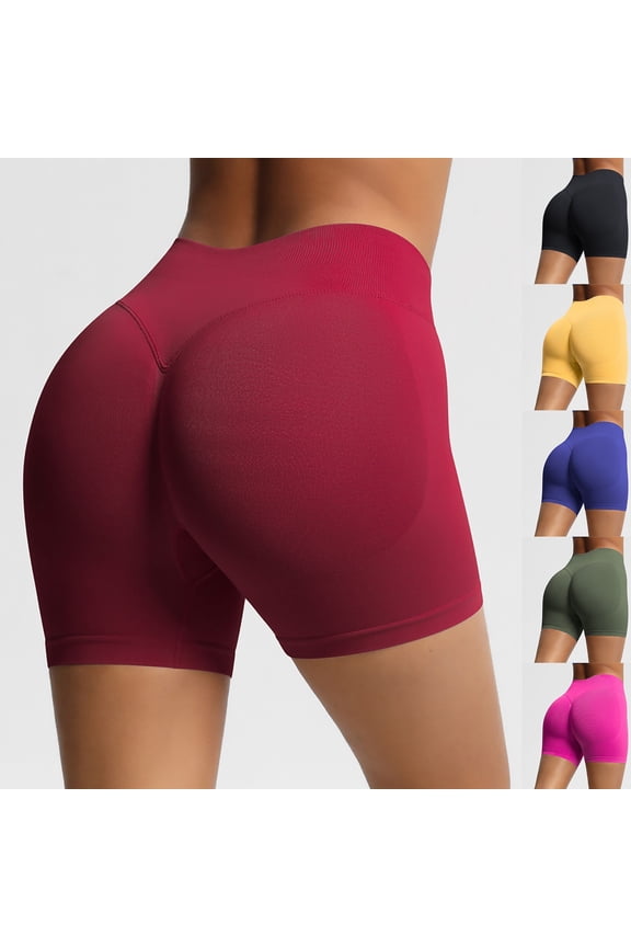 Women's Workout Gym Shorts Scrunch Butt Lifting Biker Yoga Shorts Soft Breathable Stretch Tummy Control High Waist Running Shorts Hot Pink XS