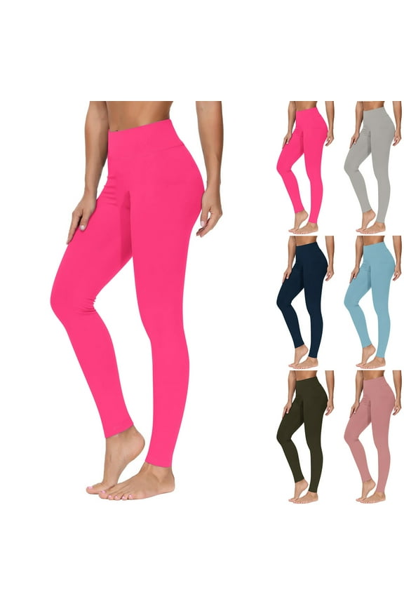 Women's Yoga Leggings Casual High Waisted Leggings Tummy Control Butt Lifting Seamless Gym Leggings Solid Color Workout Yoga Pants Navy M