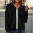 thumbnail image 1 of Fartey Women's Zip Up Cardigan Sweater Knit Cable Long Sleeve Jackets Soft Comfy Crewneck Casual Cardigans Fashion Simple Solid Color Coat Black L, 1 of 6