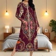 thumbnail image 1 of Fartey Women's Zipper Front Nightdress Loose Casual Long Sleeve Housecoat Vintage Graphic Nightgown Full Length Loungewear with Pockets Multicolor 2XL, 1 of 9