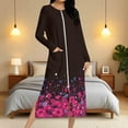 thumbnail image 1 of Fartey Women's Zipper Front Robe with Pockets Full Length Housecoat Loose Casual Long Sleeve Crew Neck Nightgown Vintage Flowers Graphic Loungewear Multicolor 2XL, 1 of 9
