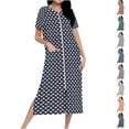 thumbnail image 1 of Fartey Women's Zipper Front Robes Cute Heart Print Short Sleeve Nightgown Long House Coat Full Length Loose Loungewear with Pockets Coffee 2XL, 1 of 8