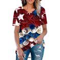 thumbnail image 1 of Fartey Womens 4th of July Shirts Proud Patriotic Red White and Blue Graphic Tshirts Tunic Short Sleeve Tees Dressy Casual V Neck Blouses Tops Blouses for Women Dressy Casual, 1 of 5