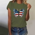 thumbnail image 1 of Fartey Womens 4th of July Shirts Red White and Blue Butterfly Graphic Tees Independence Day Patriotic Tops Dressy Casual Short Sleeve Crew Neck Holiday T Shirts Army Green XXXL, 1 of 4