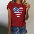 thumbnail image 1 of Fartey Womens American Flag Shirt Independence Day Patriotic T-Shirts Cute USA Flag Heart Graphic Tees 4th of July Short Sleeve Crew Neck Blouses Gifts Clothes Red L, 1 of 4