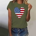 thumbnail image 1 of Fartey Womens American Flag Shirt Independence Day Patriotic T-Shirts Cute USA Flag Heart Graphic Tees 4th of July Short Sleeve Crew Neck Blouses Gifts Clothes Army Green XXXL, 1 of 4