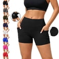 thumbnail image 1 of Fartey Womens Biker Yoga Shorts with Pockets Tummy Control High Waisted Stretch Shorts Plus Size Solid Color Summer Athletic Gym Running Shorts Army Green 5XL, 1 of 9
