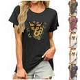 thumbnail image 1 of Fartey Womens Cotton Crew Neck Short Sleeve Shirts Loose Fit Summer Casual Tops Fashion Floral Graphic Tees Basic Going Out T-Shirt Black L, 1 of 7