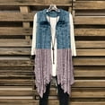 thumbnail image 1 of Fartey Womens Denim Vest Fashion Sleeveless Button Up Draped Patchwork Jacket Jean Vest with Irregular Lace Extender Hem XL, 1 of 7