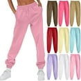 thumbnail image 1 of Fartey Womens Fall Winter Fleece Sweatpants Casual Comfy Drawstring High Waisted Cinch Bottom Pants Fashion Simple Solid Color Jogger Pants Workout Yoga Trousers with Pockets, 1 of 9