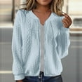 thumbnail image 1 of Fartey Womens Full Zip Sweatshirt Jacket Dressy Casual Stand Collar Hoodless Outerwear Trendy Solid Color Twist Coat Loose Fit Fall Long Sleeve Jackets Light Blue S-2XL, 1 of 6