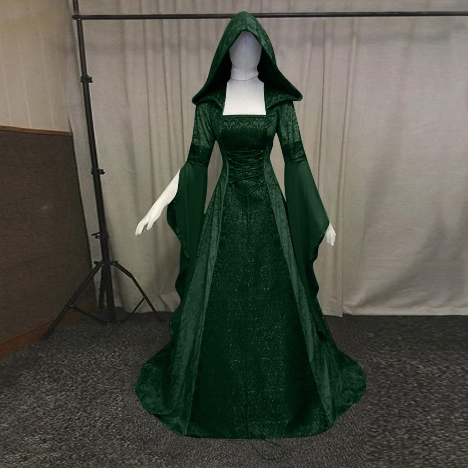 green masquerade dress Dark Green Long Sleeve Dress