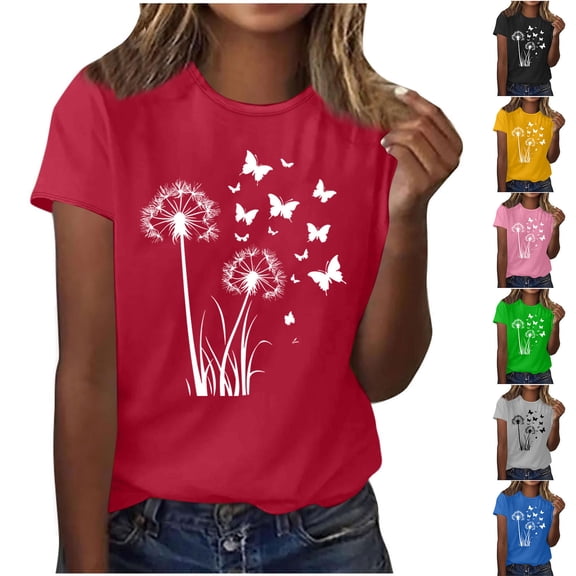 Fartey Womens Graphic T Shirts Lightweight Short Sleeve Tops Cute Floral Print Crew Neck Tees Loose Fit Summer Casual Tshirts Funny Tee Shirts Black 2XL