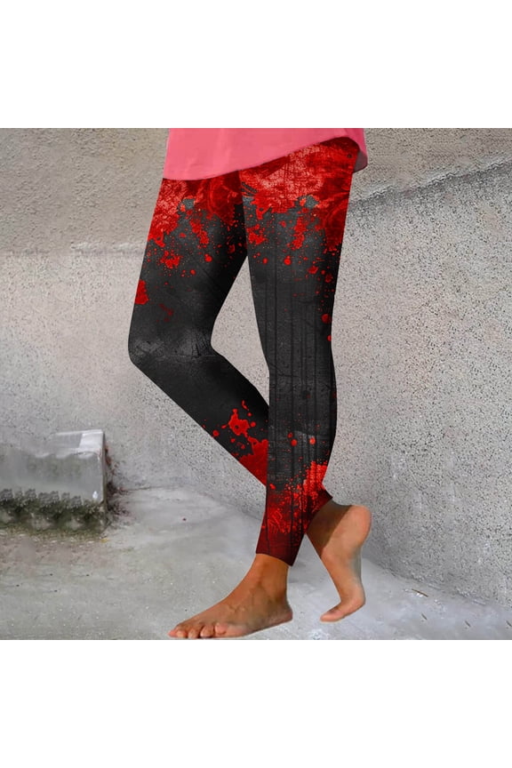 Womens Halloween Leggings Funny Ghost Printed High Waist Workout Pant Soft Stretch Athletic Running Yoga Pants Multicolor XL
