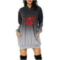 thumbnail image 1 of Fartey Womens Halloween Long Sleeve Hoodies Dress Funny Letter Graphic Sweatshirts Dress Dressy Casual Crew Neck Gradient Mini Pullover Hoodie Dress with Pockets, 1 of 4