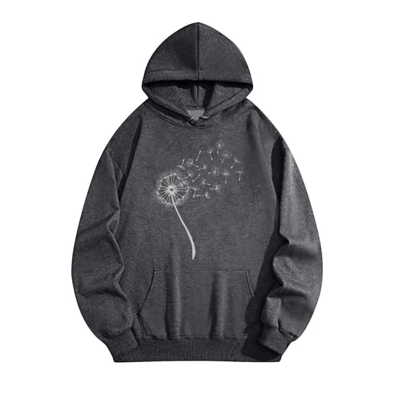 Fartey Womens Hoodies Oversized Fleece Long Sleeve Hooded Sweatshirts Comfy Casual Graphic Pullover Sweatshirt Fashion Y2K Clothes Gray S