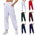 thumbnail image 1 of Fartey Womens Joggers Pants with Pockets Drawstring High Waisted Sweatpants Comfy Elastic Waist Jogging Pants Cinch Bottom Sweat Pants Purple L, 1 of 7