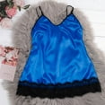 thumbnail image 1 of Fartey Womens Lace Nightgown 2025 V Neck Spaghetti Strap Lingerie Dress Satin Chemise Sleepwear Soft Comfy Solid Color Nightie Blue S, 1 of 4