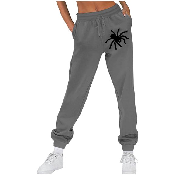 Fartey Womens Mens Sweatpants Fall Fleece Lined Jogger Pants with Pockets Fashion Print Drawstring High Waisted Cinch Bottom Sweatpant Dark Gray S
