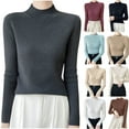 thumbnail image 1 of Fartey Womens Mock Neck Sweater Slim Fit Long Sleeve Knit Pullover Tops Casual Lightweight Fall Winter Solid Color Jumper Sweaters Purple M, 1 of 6