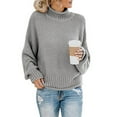 thumbnail image 1 of Fartey Womens Plus Size Turtleneck Sweaters Oversized Batwing Long Sleeve Pullover Sweater Loose Fit Solid Color Chunky Knit Jumper Tops, 1 of 7