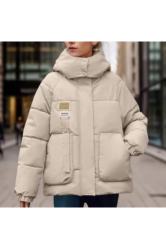 Womens Puffer Coat Oversized Quilted Jacket with Hood Lightweight Long Sleeve Down Jacket Loose Casual Thicken Warm Parka Outerwear