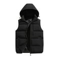 thumbnail image 1 of Fartey Womens Puffer Vest Removable Hooded Quilted Padded Sleeveless Vest Sleeveless Zip Up Warm Jacket Loose Casual Outdoors Coat with Pockets, 1 of 5