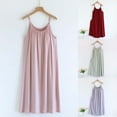 thumbnail image 1 of Fartey Womens Spaghetti Strap Nightgowns Built in Bra Nightdress Soft Comfy Sleeveless Crew Neck Sleepwear Dress Loose Casual Pleated Nightwear Purple L, 1 of 5