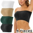 thumbnail image 1 of Fartey Womens Strapless Bras Wirefree Support T-shirt Bras Cotton Comfortable Bralettes Shapewear Everyday Full Figure Bandeu Bras 4 Packs, 1 of 9