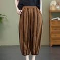 thumbnail image 1 of Fartey Womens Summer Cotton Linen Lantern Pants Casual Loose Striped Wide Leg Pant with Pockets Breathable Lightweight Elastic Waist Harlen Trousers, 1 of 6