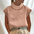 thumbnail image 1 of Fartey Womens Summer Cotton Linen Tops Casual Loose Eyelet Cap Sleeve T Shirts Fashion Oversized Mock Neck Blouse Pink M, 1 of 6