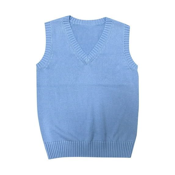 Fartey Womens Sweater Vest Dressy Casual V Neck Pullover Knitwear Vest Fall Sleeveless Knitted Sweater Fashion Solid Color Sweaters Light Blue XXL