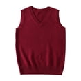 thumbnail image 1 of Fartey Womens Sweater Vest Dressy Casual V Neck Pullover Knitwear Vest Fall Sleeveless Knitted Sweater Fashion Solid Color Sweaters Wine L, 1 of 3