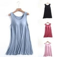 thumbnail image 1 of Fartey Womens Tank Nightdress with Built In Bra Soft Comfy Crew Neck Sleepwear Loose Casual Solid Color Sleeveless Short Nightgown Black M, 1 of 9