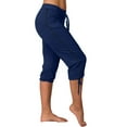 thumbnail image 1 of Fartey Womens Tie Leg Capri Pants Solid Color Drawstring High Waisted Sweatpants Lightweight Comfy Beach Holiday Joggers Trousers with Pockets, 1 of 7