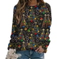 thumbnail image 1 of Fartey Womens Ugly Christmas Sweatshirt Cute Xmas 3D Print Tops Slim Fit Long Sleeve Round Neck Pullover 2025 Christmas Holiday Blouses Black L, 1 of 5