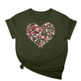 thumbnail image 1 of Fartey Womens Valentine's Day T Shirts Cute Heart Florals Graphic Tees Summer Casual Short Sleeve Top Loose Fit Crew Neck Blouses Soft Comfy Holiday Tops Green S-3XL, 1 of 2