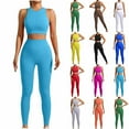thumbnail image 1 of Fartey Workout Sets for Women Racerback Sports Bra Crop Tank Tops with High Waist Leggings 2 Piece Gym Yoga Outfits Sky Blue S, 1 of 4