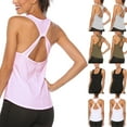 thumbnail image 1 of Fartey Yoga Tank Tops for Women Trendy Sleeveless Backless Shirt Summer Going Out Workout Running Top Solid Color Hiking Shirts Pink S, 1 of 9