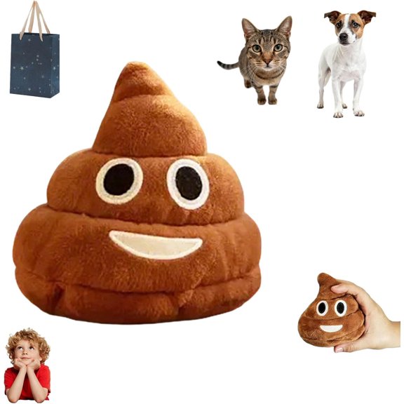 Farting Poop Dog Toy, Funny Talking Poop Plush - Makes Fart Sounds, Interesting Poop for Pets Adults, Bring Happiness Brown 1Pcs