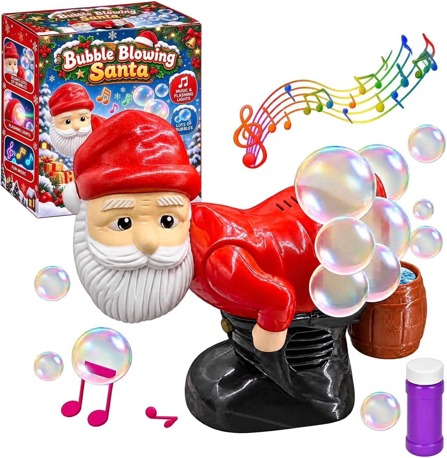 Dubble Machine Farty Santa Bubble Blower, Automatic Christmas Bubble Blower with ...