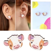 Farvoery 1 Pair Born Highlands Cow Women Girls Earrings Jewelry Gift For Women Girl Birthday Valentine's Day Anniversary Heals The Heart