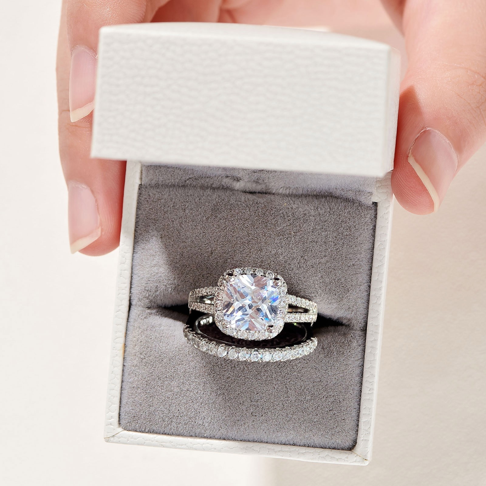 Farvoery 2pcs Full Diamond Ring Set Size 6 To10 Engagement Wedding ...