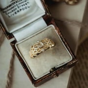 Farvoery Natural White Ice Jade Ring Gem Diamond Ring To Adjust The Opening Of The Luxury Elegant Elegant Temperament Light Luxury High Grade Rose Gold Ring