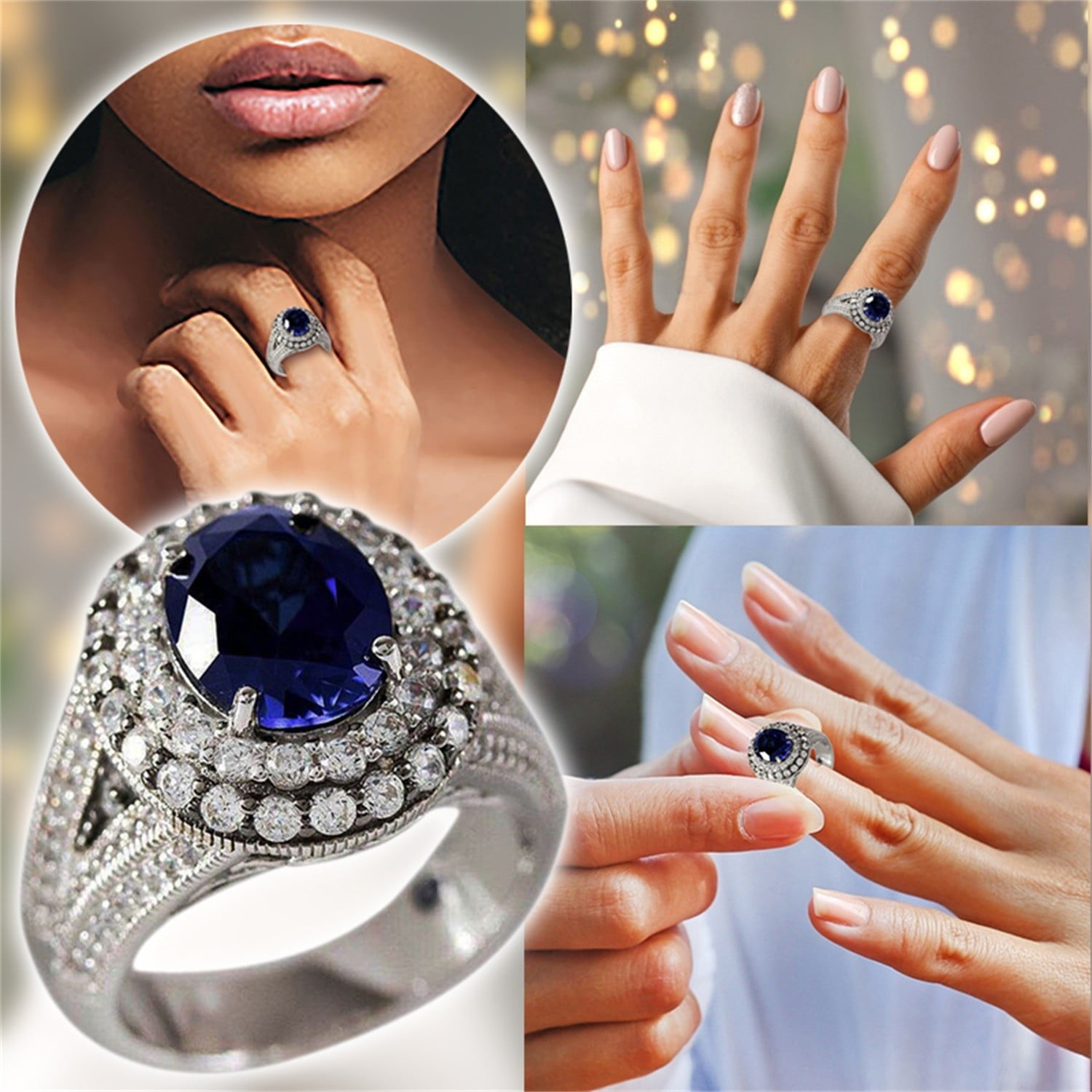 Farvoery Sapphire Stacked RingCan Ring kle Ring Ring Sapphire Be